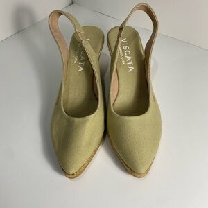 Viscata Barcelona Wedge Heel Espadrilles Light Green Size 39 US 8.5